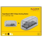 DeLOCK 64089 caja para disco duro externo Carcasa de disco duro/SSD Transparente 2.5/3.5", Estación de acoplamiento transparente, Carcasa de disco duro/SSD, 2.5/3.5", Serial ATA III, Conexión USB, Transparente