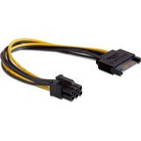 DeLOCK 82924 cable de alimentación interna 0,21 m, Adaptador 0,21 m, SATA, PCI-E, Macho, Macho, Negro, Amarillo