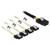 DeLOCK 85731 cable Serial Attached SCSI (SAS) 1 m Negro, Verde 1 m, Mini SAS SFF-8087, 4x SATA 6 Gb/s 7 Pin, Derecho, Derecho, Macho