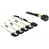 DeLOCK 85732 cable Serial Attached SCSI (SAS) 1 m Negro, Verde negro, 1 m, Mini SAS HD SFF-8643, 4x SATA 6 Gb/s 7 Pin + 8 pin sideband, Derecho, Derecho, Macho/Hembra