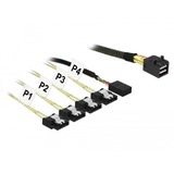 DeLOCK 85732 cable Serial Attached SCSI (SAS) 1 m Negro, Verde negro, 1 m, Mini SAS HD SFF-8643, 4x SATA 6 Gb/s 7 Pin + 8 pin sideband, Derecho, Derecho, Macho/Hembra