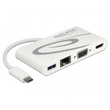 DeLOCK 87731 hub de interfaz USB 3.2 Gen 1 (3.1 Gen 1) Type-C Gris, Blanco, Adaptador blanco, USB 3.2 Gen 1 (3.1 Gen 1) Type-C, HDMI, RJ-45, USB 3.2 Gen 1 (3.1 Gen 1) Type-A, USB 3.2 Gen 1 (3.1 Gen 1) Type-C, VGA, 3840 x 2160 Pixeles, Gris, Blanco, 0,14 m, Ethernet rápido, Gigabit Ethernet