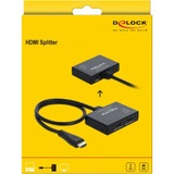 DeLOCK 87747 divisor de video HDMI 2x HDMI, Splitter HDMI negro, HDMI, 2x HDMI, 3840 x 2160 Pixeles, Negro, De plástico, 4K Ultra HD