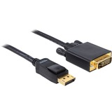 DeLOCK Displayport > DVI 24+1 m/m 1m DVI-D, Adaptador negro, 1 m, Displayport, DVI-D, Macho/Macho