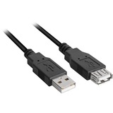 Sharkoon 4044951015429 cable USB 3 m USB 2.0 USB A Negro, Cable alargador negro, 3 m, USB A, USB A, USB 2.0, Macho/Hembra, Negro