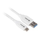 Sharkoon Cable USB 3.2 Gen 2, conector USB-A > conector USB-C blanco