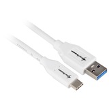 Sharkoon Cable USB 3.2 Gen 2, conector USB-A > conector USB-C blanco