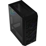 Aerocool Hive-G-BK-v1 Midi Tower, Cajas de torre negro, Midi Tower, PC, ATX, micro ATX, Mini-ITX, Acrilonitrilo butadieno estireno (ABS), SPCC, 15,7 cm, 31,7 cm