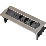 Brennenstuhl 1396200113 base múltiple 2 m 3 salidas AC Interior Negro, Acero inoxidable, Regleta plateado/Negro, 2 m, 3 salidas AC, Interior, IP20, Negro, Acero inoxidable, 115 mm