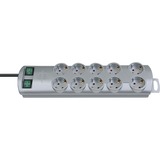 Brennenstuhl BN-PROFF120 Bases múltiples, Regleta plateado, 2 m, 10 salidas AC, De plástico, Plata, 230 V, 50 - 60 Hz