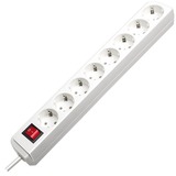 Brennenstuhl Eco-Line + Switch & 1,5 mm² Ø Cable Blanco 8 salidas AC 3 m, Regleta blanco, 5 mm² Ø Cable, 8 salidas AC, Blanco, 3 m