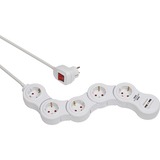 Brennenstuhl Vario base múltiple 1,4 m 5 salidas AC Interior Blanco, Regleta blanco, 1,4 m, 5 salidas AC, Interior, Tipo F, Tipo F, IP20