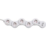 Brennenstuhl Vario base múltiple 1,4 m 5 salidas AC Interior Blanco, Regleta blanco, 1,4 m, 5 salidas AC, Interior, Tipo F, Tipo F, IP20