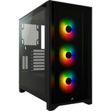 Corsair iCUE 4000X RGB Midi Tower Negro, Cajas de torre negro, Midi Tower, PC, Negro, ATX, Plástico, Acero, Vidrio templado, Juego