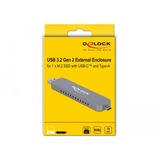 DeLOCK 42616 caja para disco duro externo Caja externa para unidad de estado sólido (SSD) Plata M.2, Caja de unidades plateado, Caja externa para unidad de estado sólido (SSD), M.2, M.2, 10 Gbit/s, Conexión USB, Plata