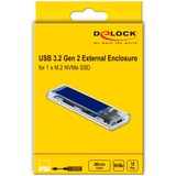 DeLOCK 42620 caja para disco duro externo Caja externa para unidad de estado sólido (SSD) Azul M.2, Caja de unidades transparente, Caja externa para unidad de estado sólido (SSD), M.2, M.2, 10 Gbit/s, Conexión USB, Azul