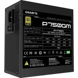 GIGABYTE P750GM unidad de fuente de alimentación 750 W 20+4 pin ATX ATX Negro, Fuente de alimentación de PC negro, 750 W, 100 - 240 V, 50 - 60 Hz, 12-6 A, Activo, 16 ms