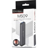 SilverStone MS09 Caja externa para unidad de estado sólido (SSD) Carbón vegetal M.2, Caja de unidades gris oscuro, Caja externa para unidad de estado sólido (SSD), M.2, SATA, Conexión USB, Carbón vegetal