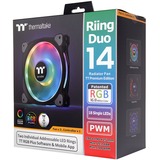 Thermaltake Riing Duo 14 LED RGB Premium Edition Carcasa del ordenador Ventilador Negro negro, Ventilador, 500 RPM, 1400 RPM, 26,2 dB, 60,87 cfm, Negro