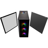 Thermaltake View 21 TG RGB Plus Midi Tower Negro, Cajas de torre negro, Midi Tower, PC, Negro, ATX, micro ATX, Mini-ATX, SPCC, Vidrio templado, Juego