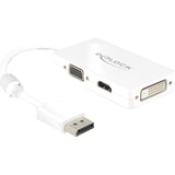 DeLOCK 0.16m DisplayPort/VGA+HDMI+DVI-D 0,16 m VGA (D-Sub)+ HDMI + DVI Blanco, Adaptador blanco, 0,16 m, DisplayPort, VGA (D-Sub)+ HDMI + DVI, Macho, Hembra, 1920 x 1200 Pixeles