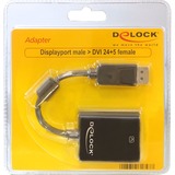 DeLOCK 61847 adaptador de cable de vídeo 0,125 m DisplayPort DVI-I Negro negro, 0,125 m, DisplayPort, DVI-I, Macho, Hembra, Negro