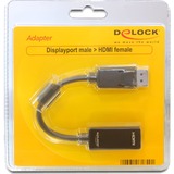 DeLOCK 61849 adaptador de cable de vídeo 0,125 m DisplayPort HDMI tipo A (Estándar) Negro negro, 0,125 m, DisplayPort, HDMI tipo A (Estándar), Macho, Hembra, Negro