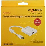DeLOCK 62612 adaptador de cable de vídeo 0,2 m Mini DisplayPort HDMI tipo A (Estándar) Blanco blanco, 0,2 m, Mini DisplayPort, HDMI tipo A (Estándar), Macho, Hembra, Oro