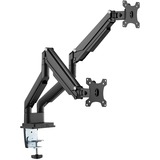 Digitus Soporte de monitor universal doble con muelle neumático y fijación a presión negro, Abrazadera, 9 kg, 38,1 cm (15"), 81,3 cm (32"), 100 x 100 mm, Negro