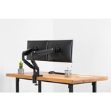 Digitus Soporte de monitor universal doble con muelle neumático y fijación a presión negro, Abrazadera, 9 kg, 38,1 cm (15"), 81,3 cm (32"), 100 x 100 mm, Negro