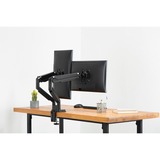 Digitus Soporte de monitor universal doble con muelle neumático y fijación a presión negro, Abrazadera, 9 kg, 38,1 cm (15"), 81,3 cm (32"), 100 x 100 mm, Negro