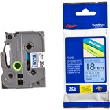 Brother Cinta laminada 18mm, Cinta de escritura Negro sobre azul, TZe, Gris, Transferencia térmica, Filipinas, 5 año(s)