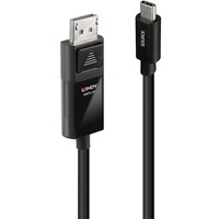 Lindy 43343 adaptador de cable de vídeo 3 m USB Tipo C DisplayPort Negro negro, 3 m, USB Tipo C, DisplayPort, Macho, Macho, Derecho
