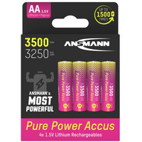 Ansmann Batería Pure Power Li-Ion Micro AA rosa/Amarillo