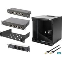 Digitus Conjunto de red 254 mm (10") - 6U, 312 x 300 mm (An x P), Armario IT negro