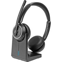 Lindy L118 Auricular de oficina inalámbrico con estación de carga, Auriculares con micrófono negro