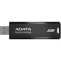 ADATA SC610 unidad flash USB 2 TB USB tipo A 3.2 Gen 2 (3.1 Gen 2) Negro, Unidad de estado sólido negro, 2 TB, USB tipo A, 3.2 Gen 2 (3.1 Gen 2), 550 MB/s, Funda, Negro