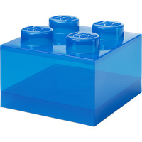 Room Copenhagen LEGO Storage Brick 4 Top Lid Glitter, Caja de depósito azul/Transparente
