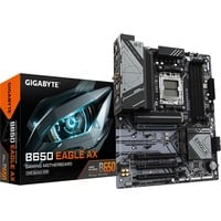 GIGABYTE B650 EAGLE AX Placa base - AMD Ryzen serie 9000, VRM de 12+2+2 fases, hasta 7600 MHz DDR5 (OC), 1xPCIe 5.0 + 2xPCIe 4.0 M.2, LAN GbE, WIFI 6E, USB 3.2 Gen 2 negro/Gris, VRM de 12+2+2 fases, hasta 7600 MHz DDR5 (OC), 1xPCIe 5.0 + 2xPCIe 4.0 M.2, LAN GbE, WIFI 6E, USB 3.2 Gen 2, AMD, Zócalo AM5, AMD Ryzen 7000 Series, AMD Ryzen 8000 Series, AMD Ryzen 9000 Series, Zócalo AM5, DDR5-SDRAM, 256 GB