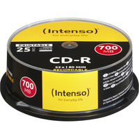 Intenso CD-R 700MB 25 pieza(s), CDs vírgenes 52x, CD-R, 120 mm, 700 MB, Caja para pastel, 25 pieza(s)