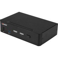 Lindy 39312 interruptor KVM Negro, Switch KVM negro, 7680 x 4320 Pixeles, 4K Ultra HD, Negro