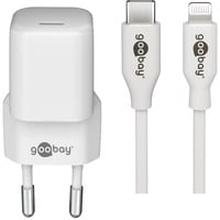 goobay Set de carga Apple Lightning / USB-C PD 30 vatios, Cargador blanco