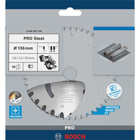 Bosch 2 608 837 746 hoja de sierra circular 13,6 cm 1 pieza(s) Metal, 13,6 cm, 2 cm, 1,2 mm, 5400 RPM, 1,6 mm
