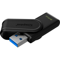Kingston DataTraveler 64GB Portable USB 3.2 Gen 1 Exodia S (Black/Black), Lápiz USB negro, 64 GB, USB tipo A, 3.2 Gen 1 (3.1 Gen 1), Girar, 8,32 g, Negro