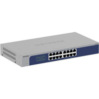 Netgear GS516-300EUS switch No administrado Gigabit Ethernet (10/100/1000) Gris, Interruptor/Conmutador No administrado, Gigabit Ethernet (10/100/1000), Montaje en rack