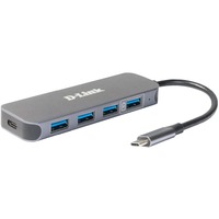 D-Link DUB-2340 hub de interfaz USB Tipo C 5000 Mbit/s Gris, Hub USB USB Tipo C, USB 3.2 Gen 1 (3.1 Gen 1) Type-A, USB Tipo C, 5000 Mbit/s, Gris, 60 W, Poder