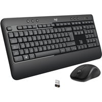 Logitech 920-008685 teclado Ratón incluido Universal RF inalámbrico QWERTY Internacional de EE.UU. Negro, Blanco, Juego de escritorio gris oscuro, Inalámbrico, RF inalámbrico, Interruptor de membrana, QWERTY, Negro, Blanco, Ratón incluido
