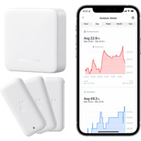 SwitchBot Paquete inteligente – pack de 3 termohigrómetros y Hub Mini, Conjunto blanco