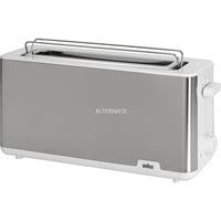 Braun HT 1610 8 1030 W Acero inoxidable, Blanco, Tostadora acero fino/blanco, Acero inoxidable, Blanco, Plástico, Acero inoxidable, Botones, Giratorio, 1030 W, 25 cm