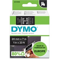 Dymo D1 etiquetas auténticas | impresión blanca sobre fondo negro | 24 mm × 7 m | etiquetas autoadhesivas para etiquetadoras LabelManager, Cinta de escritura Blanco sobre negro, Poliéster, Bélgica, -18 - 90 °C, DYMO, LabelManager, LabelWriter 450 DUO